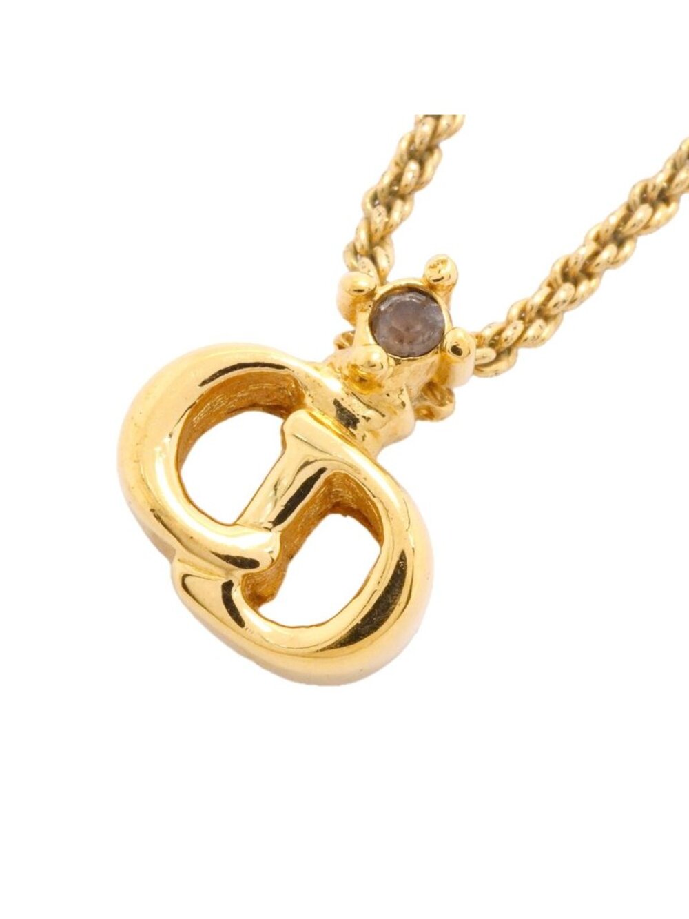 Dior Necklace CD Logo Gold Plated Rhinestone